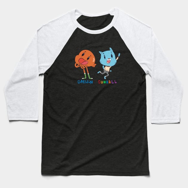 Darwin -n- Gumball Baseball T-Shirt by Peanuttiedesign